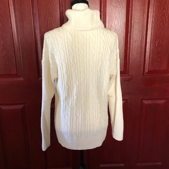 Talbots Cable Knit Turtleneck Sweater- size L - NWT - Picture 6 of 15